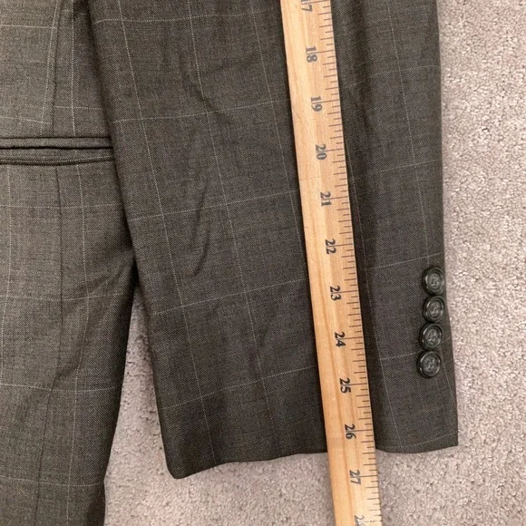 Jos A Bank Suit Mens 48L Olive Windowpane Corporate Dapper Timeless Office 2 pc